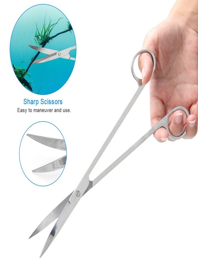 Liveek 7 in 1 Aquarium Aquascape Tool Kit 15 inch, Aquatic Plant Extra Long Aquascaping Tool for Aquarium Fish Tanks Clean Accessories Set with Silver Tweezer Scissor Spatula, Fish Net, PH Paper, Bag - Image 4